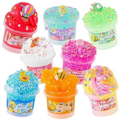 Okaybee Slime Variety Pack 8 x 100ml (800ml Total) | Non-Toxic & ASTM-Tested for Kids thumbnail 1