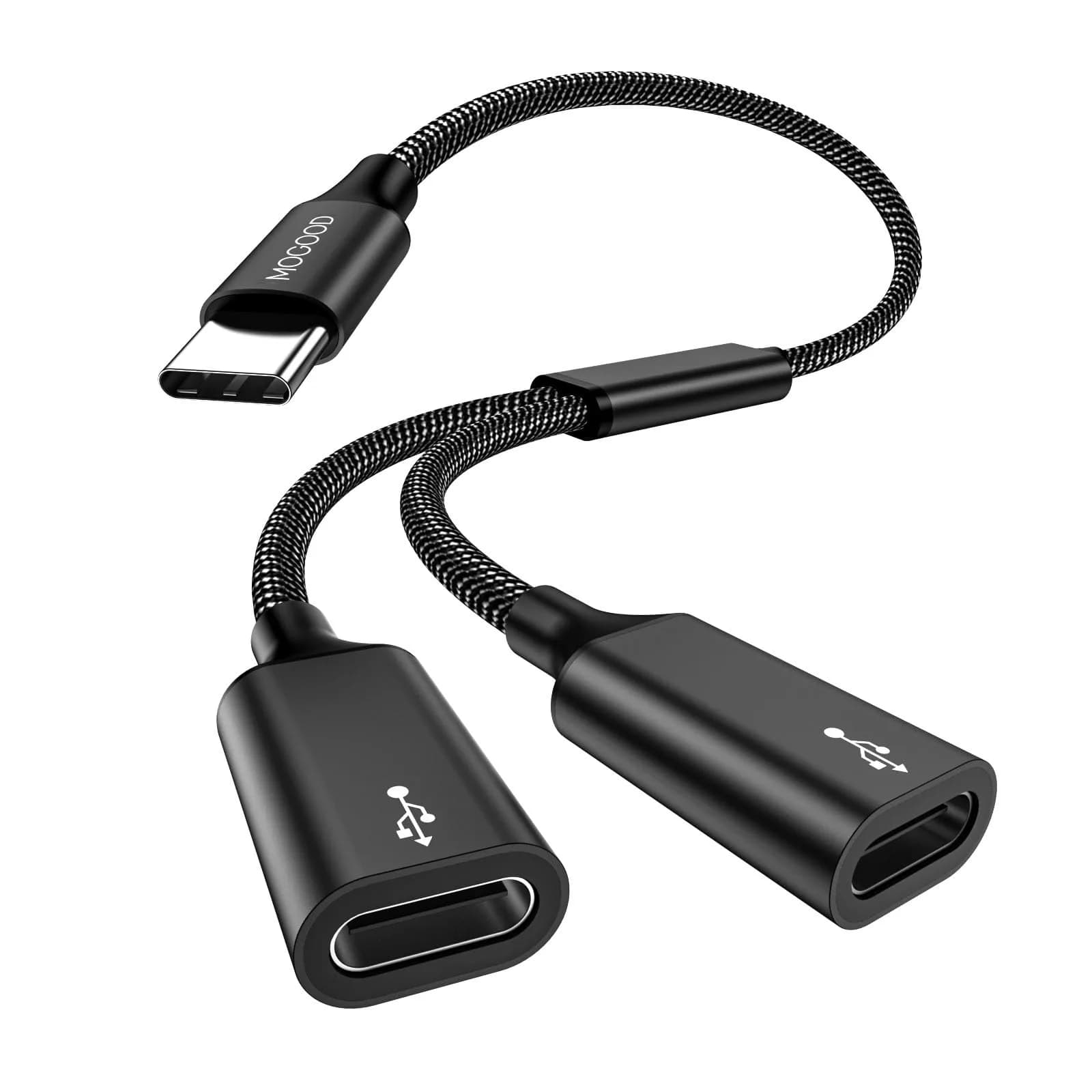 MOGOOD USB C Splitter Adapter for Data Transfer - 1 Male to 2 Female USB-C Ports | Black - main product image