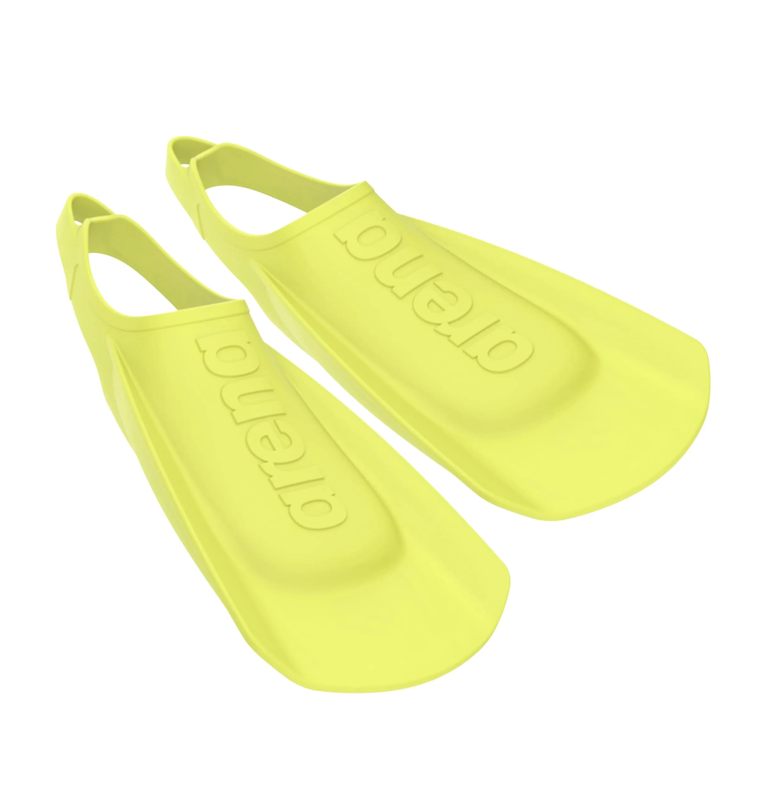 Arena Unisex Adult Training Swim Fins Short Blade Open Heel Silicone Flippers, Lime, 25-27cm (6-7 US) | Power & Technique Enhancement - main product image