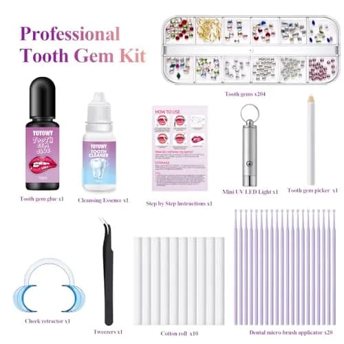 YOYOWY Tooth Gem Kit,Teeth Jewelry Kit with Glue and Light,Teeth Gems Kit for Teeth,Professional DIY Tooth Gem Kit,Crystal Smile Gems thumbnail 2