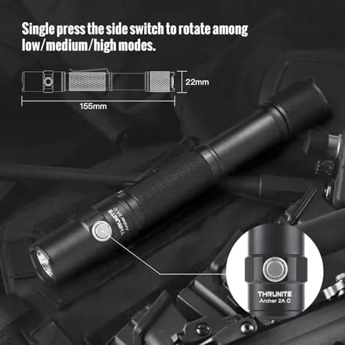 ThruNite Archer 2A C LED Rechargeable Flashlight 1018 Lumens | Waterproof, USB-C, Dual Switch thumbnail 7