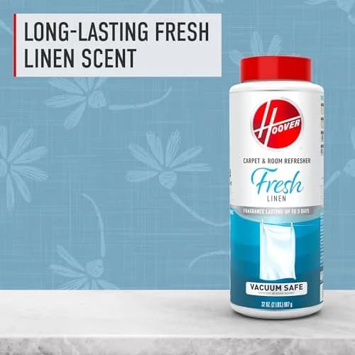 Hoover Carpet and Room Refresher Powder 32 oz (907 g) | Fresh Linen Scent, Vacuum Safe for Carpets, Rugs, Couches thumbnail 6