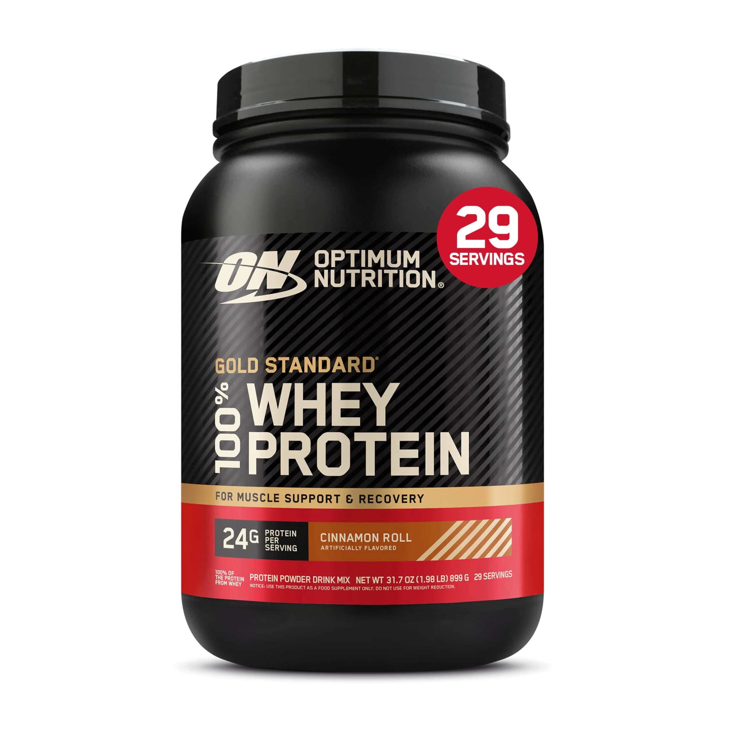 Optimum Nutrition Cinnamon Roll protein powder tub Whey concentrate 29 servings