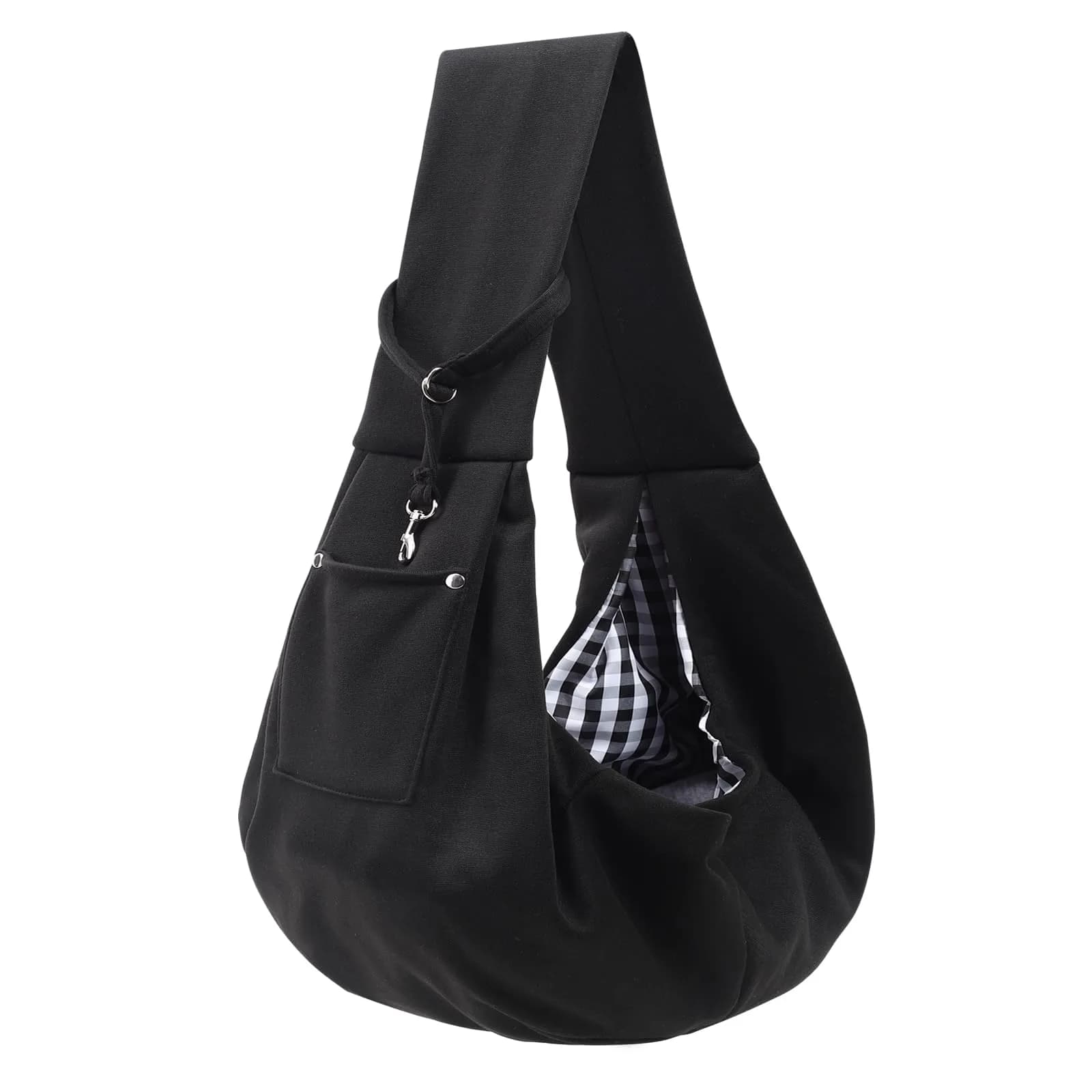 ARZQUT Small Pet Carrier Sling Bag with Storage Pocket & Safety Buckle, Black, 53cm (21") | Breathable Cotton for Dogs & Cats - main product image