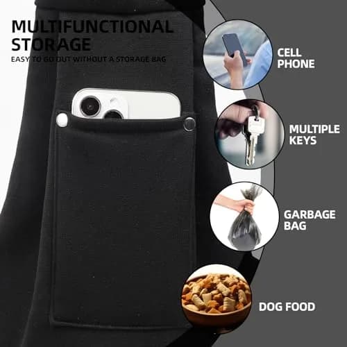 ARZQUT Small Pet Carrier Sling Bag with Storage Pocket & Safety Buckle, Black, 53cm (21") | Breathable Cotton for Dogs & Cats thumbnail 3