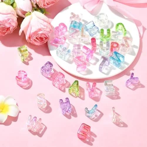 DanLingJewelry 90Pcs Random Acrylic Letter Beads Rainbow Alphabet Spacer Beads, 20-21mm (0.8in) | DIY Jewelry Making Supplies thumbnail 5