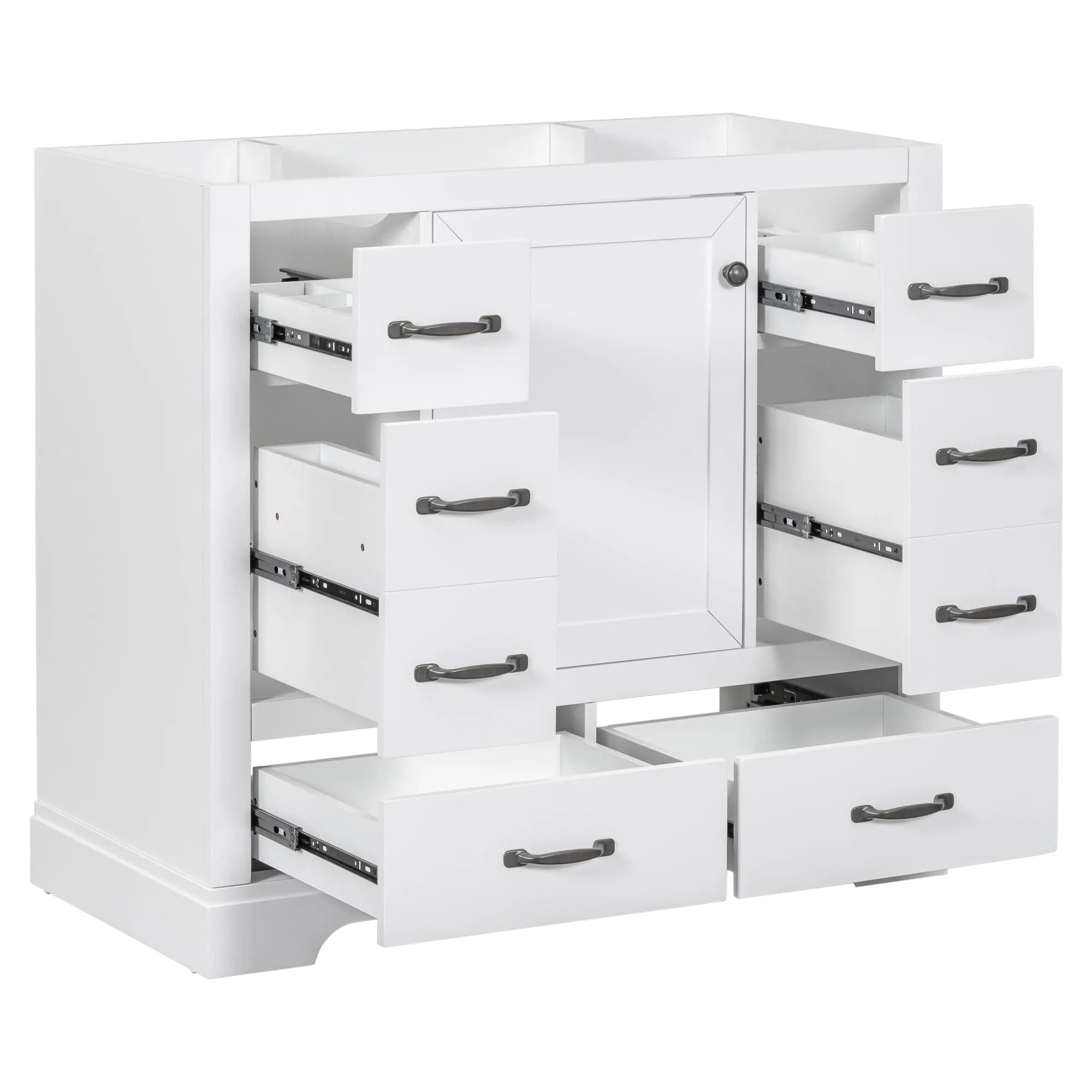 Brisca 36" Bathroom Vanity Without Sink | Modern White Freestanding Cabinet with 6 Drawers - main product image