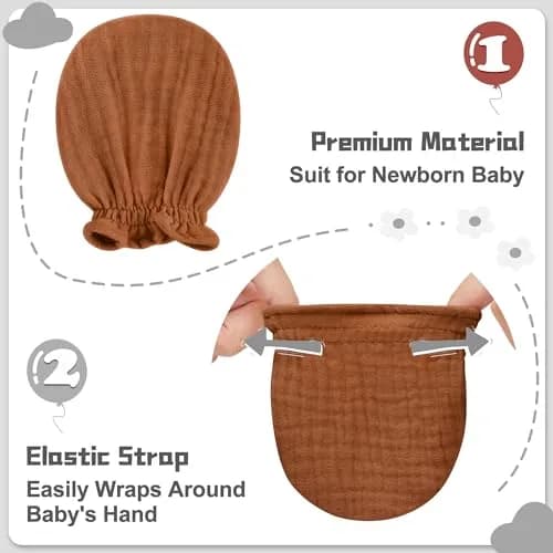 Pro Goleem Baby Mittens 3-Pack | Soft Breathable Cotton for Newborns 0-6M thumbnail 6