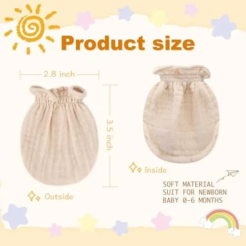 Pro Goleem Baby Mittens 3-Pack | Soft Breathable Cotton for Newborns 0-6M thumbnail 5