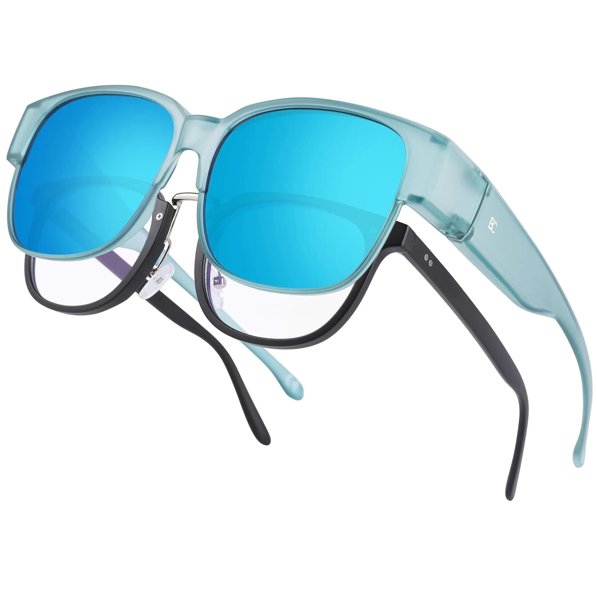 BIRCEN Polarized Fit Over Sunglasses for Men & Women | 21.5g TR90 Frame, 58mm Lens Width — J-2113blue-c3