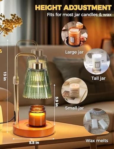 GODONLIF Green Candle Warmer Lamp with 24h Cycle Timer, Dimmable Wax Melt Warmer thumbnail 3