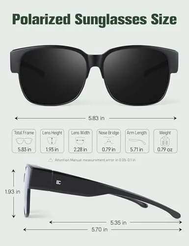 BIRCEN Polarized Fit Over Sunglasses for Prescription Glasses - TR90 Frame, UV Protection, 58mm Lens Width thumbnail 4