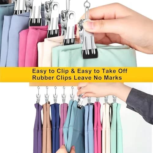 ORROENS Legging Organizer for Closet, 2 Pack Space-Saving Hangers with Clips thumbnail 4