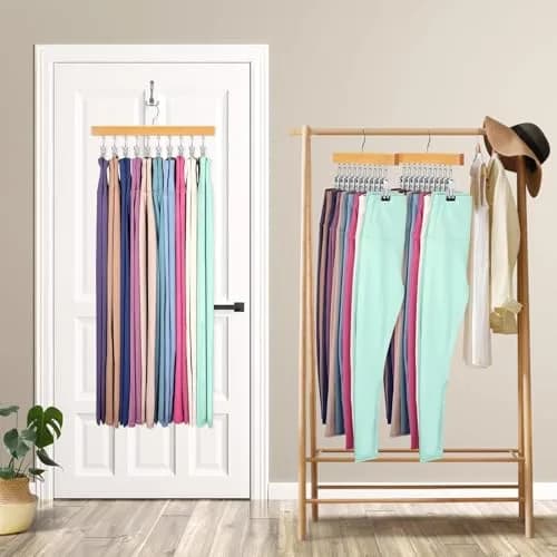 ORROENS Legging Organizer for Closet, 2 Pack Space-Saving Hangers with Clips thumbnail 7