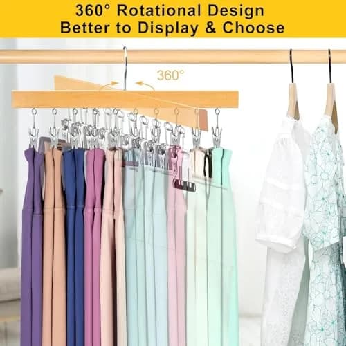 ORROENS Legging Organizer for Closet, 2 Pack Space-Saving Hangers with Clips thumbnail 2