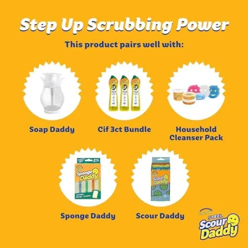 Scrub Daddy Steel Scouring Pad Scrub Sponges - Stainless Steel Scour Daddy - 2 Count (6 Pack) | Heavy Duty Cleaning for Pots & Pans thumbnail 5