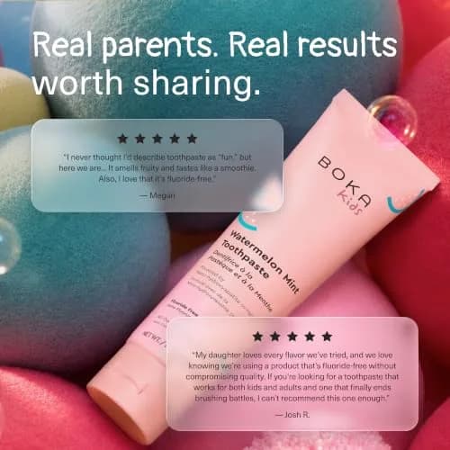 Boka Watermelon Mint Kids Toothpaste with Nano Hydroxyapatite, Fluoride Free 12oz (3 x 4oz Tubes) | Enamel Care for Ages 1+ thumbnail 8