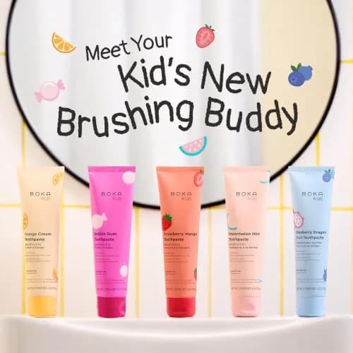 Boka Watermelon Mint Kids Toothpaste with Nano Hydroxyapatite, Fluoride Free 12oz (3 x 4oz Tubes) | Enamel Care for Ages 1+ thumbnail 9