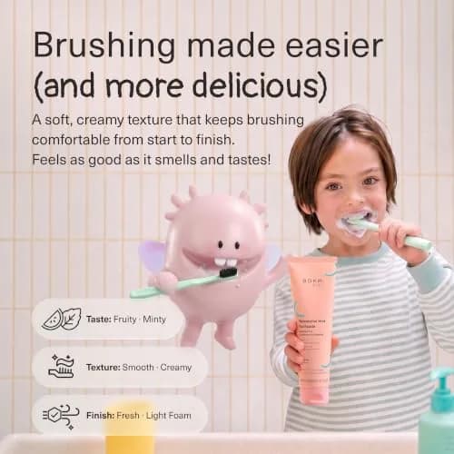 Boka Watermelon Mint Kids Toothpaste with Nano Hydroxyapatite, Fluoride Free 12oz (3 x 4oz Tubes) | Enamel Care for Ages 1+ thumbnail 3