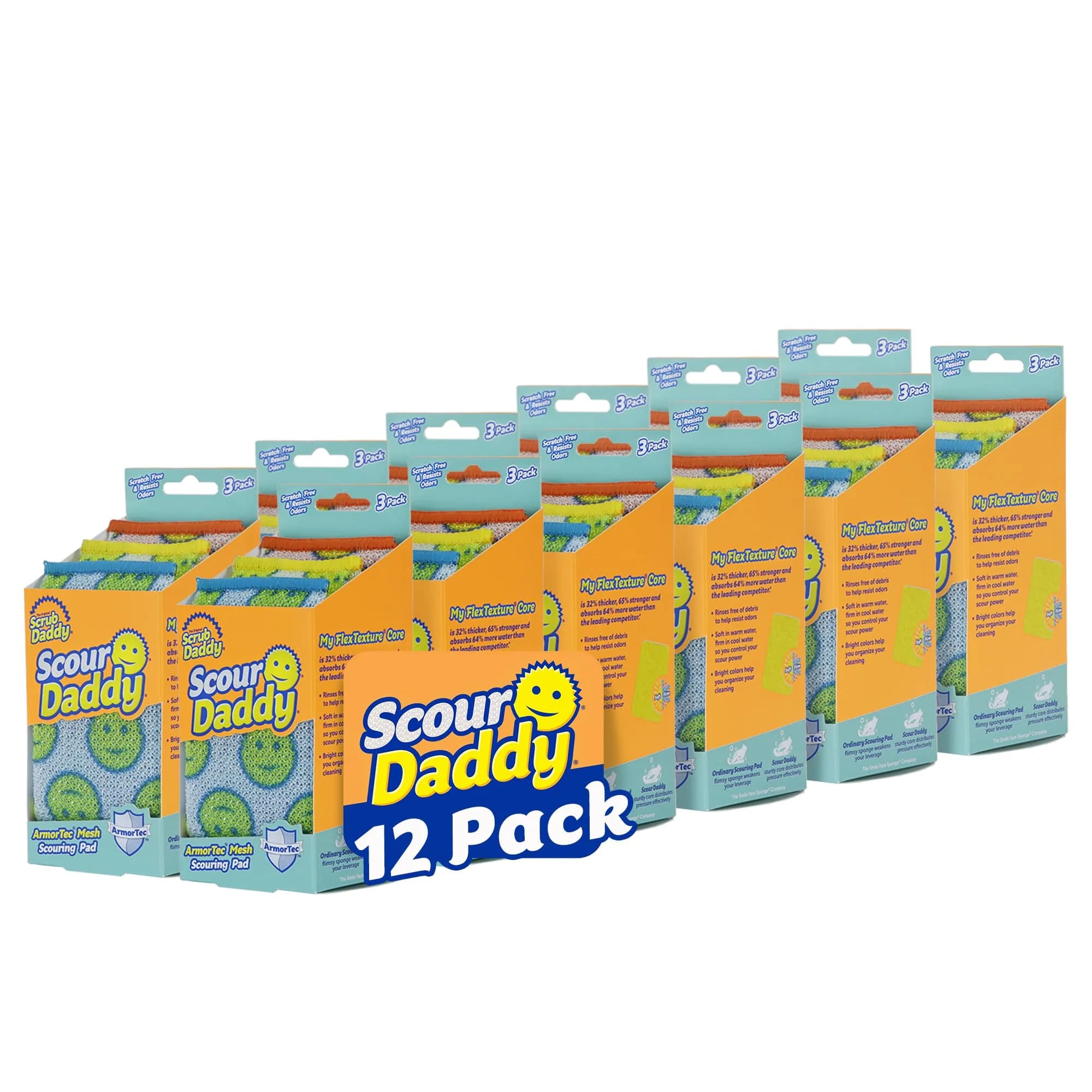 Scrub Daddy Scour Daddy Scouring Pad 12 Pack (36 Count) | Non-Scratch, Odor-Resistant, Temperature-Controlled FlexTexture - main product image