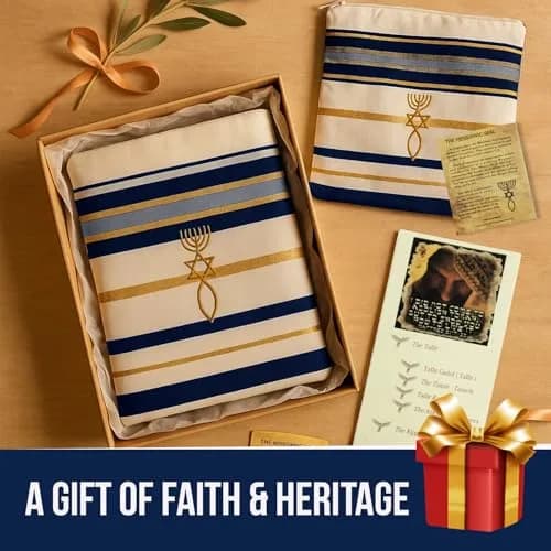 Holy Land Market Unisex Messianic Tallit Prayer Shawl 157cm x 56cm (72 x 22 in) | Christian Prayer & Messianic Seal thumbnail 7