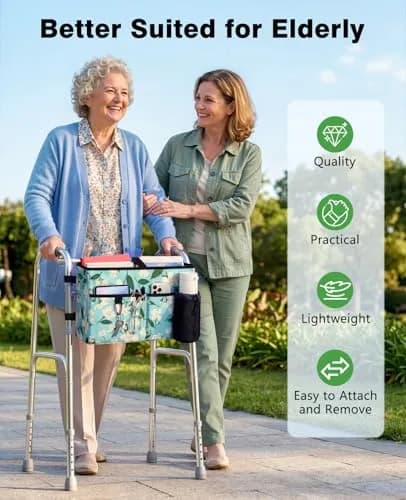 Rhino Valley Walker Basket with Cup Holder | Foldable Walker Bag for Seniors thumbnail 6