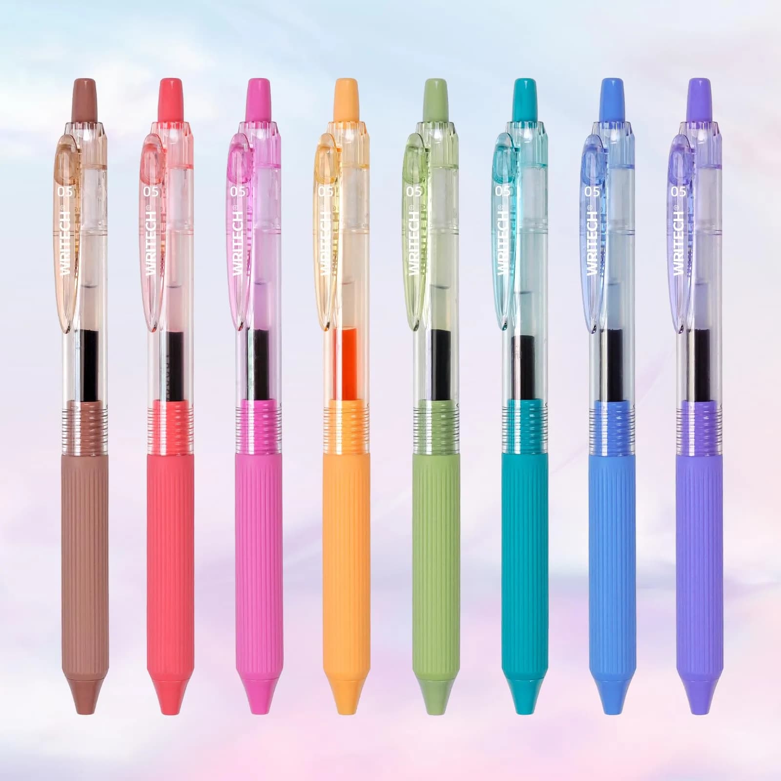 WRITECH Gel Pens Fine Point 0.5mm Multicolor Ink Retractable 8ct | Smooth Writing No Smear — Multicolor