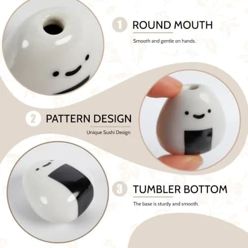 MOUGIGI Mini Vase 1.18 inches Ceramic Japanese Onigiri Rice Ball | Handmade, Cute Home Decor thumbnail 4