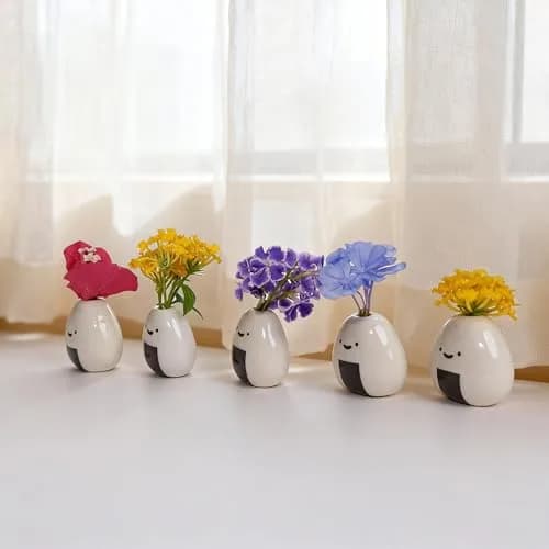 MOUGIGI Mini Vase 1.18 inches Ceramic Japanese Onigiri Rice Ball | Handmade, Cute Home Decor thumbnail 5
