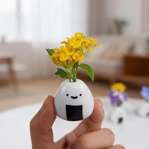 MOUGIGI Mini Vase 1.18 inches Ceramic Japanese Onigiri Rice Ball | Handmade, Cute Home Decor thumbnail 2