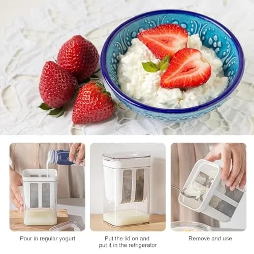 HOXXU Greek Yogurt Strainer 1100ml (1.16 Quarts) with Fine Mesh Bag & Lid | Make Thick Greek Yogurt at Home thumbnail 4