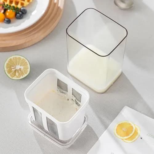 HOXXU Greek Yogurt Strainer 1100ml (1.16 Quarts) with Fine Mesh Bag & Lid | Make Thick Greek Yogurt at Home thumbnail 7