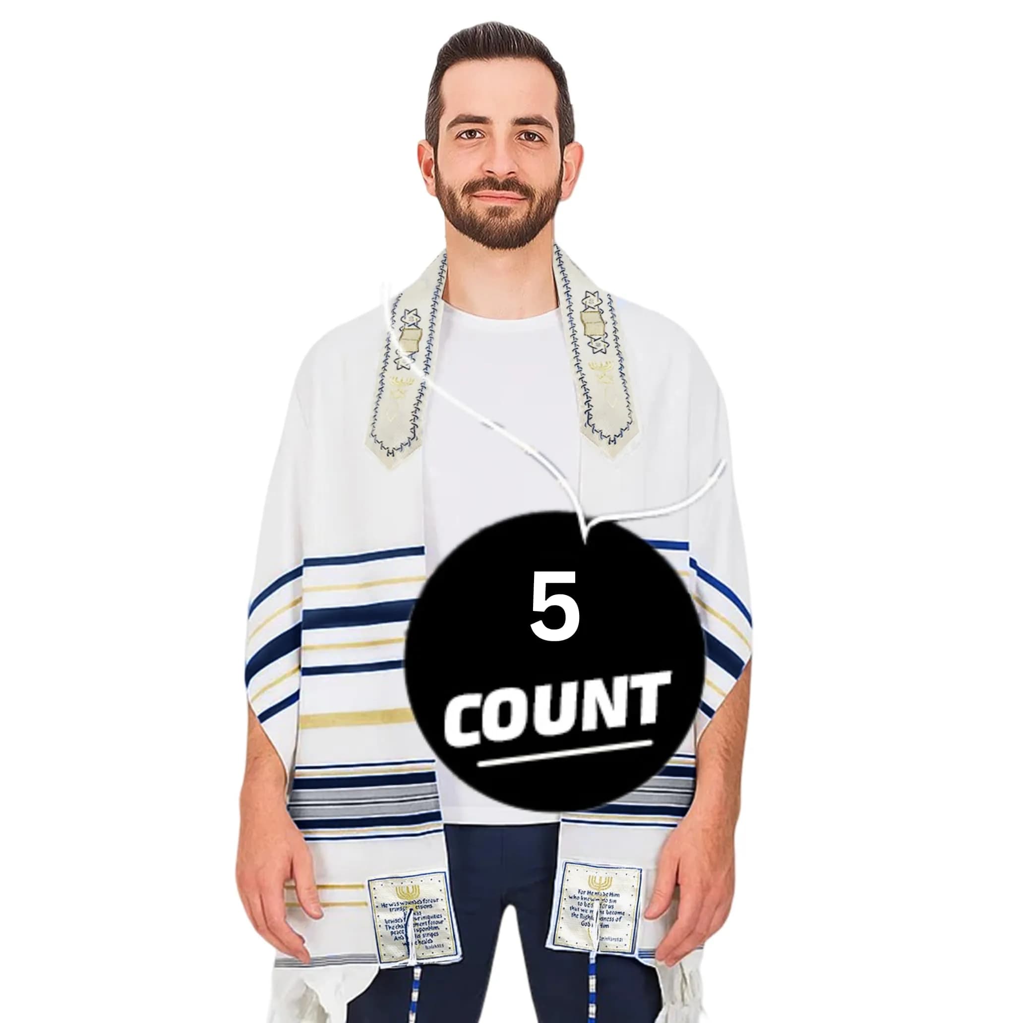 Holy Land Market Messianic Prayer Shawl Tallit 183cm x 56cm (72" x 22") | Christian Prayer Shawl with Bag & Brochure — Navy
