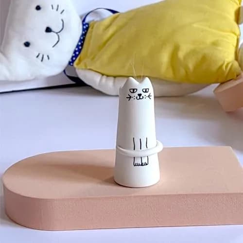 MOUGIGI Set of 3 Cat Flower Vase Bud Ceramic Mini Handmade Tiny Vases | Whimsical Home Decor thumbnail 6