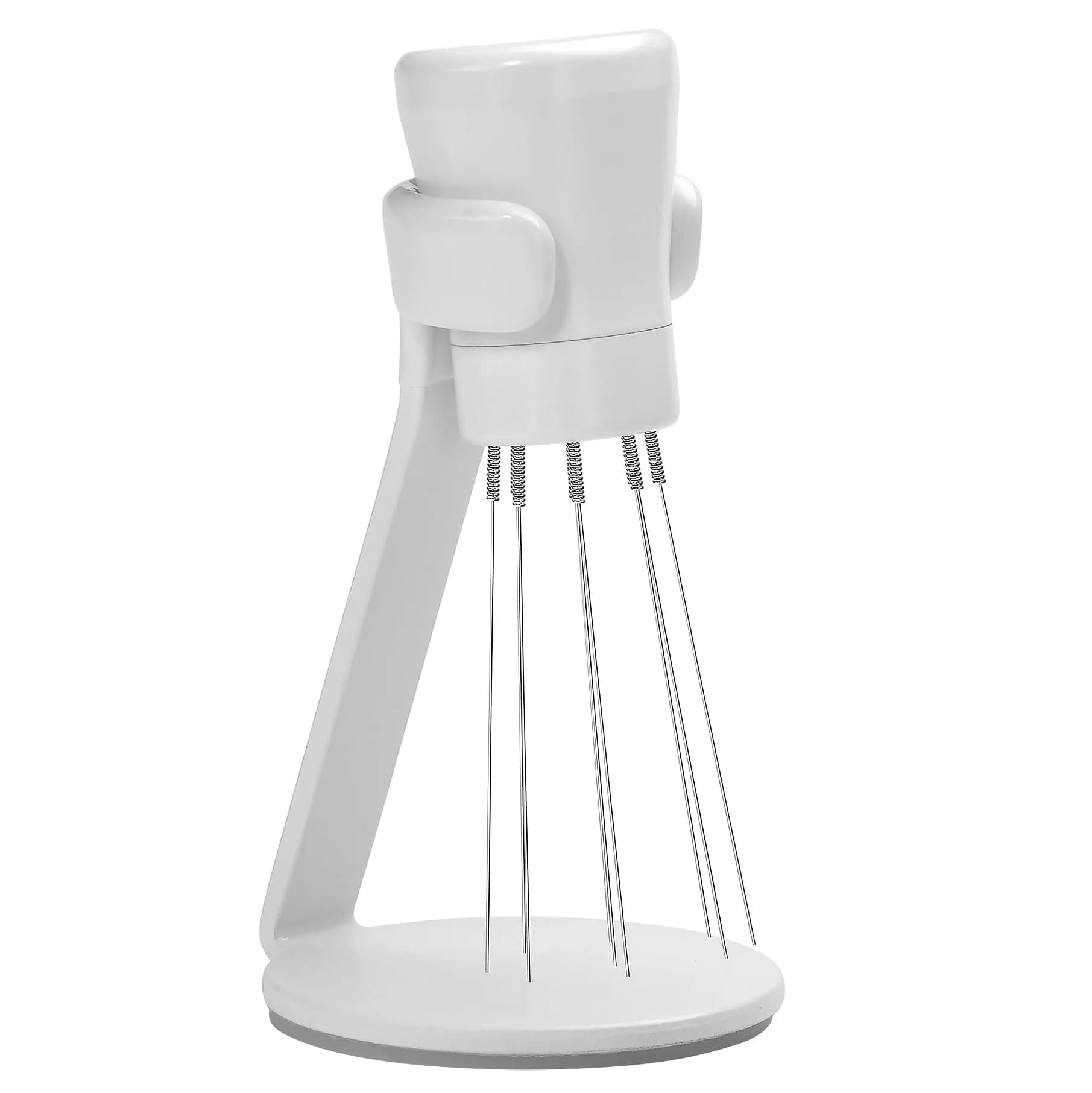Normcore WDT Tool V2.1 with Stand, 9 Prong 0.23mm Espresso Distribution Tool, Weiss Distribution Technique, Magnetic Coffee Stirrer with 5 Extra Needles, American Walnut Wood Handle — White