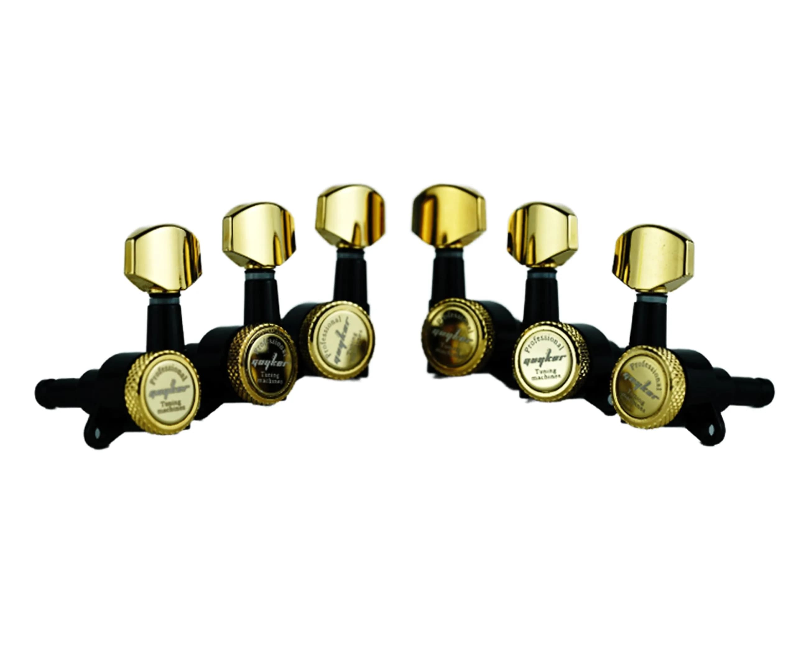 Guyker Guitar Locking Tuners (3L+3R) - 1:18 Gear Ratio, Gold+Black | Precision Tuning for Electric & Acoustic Guitars — Gold+Black