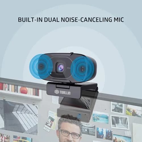 TOALLIN 1080P Auto-Focus Webcam with Dual Microphones | 90° Wide Angle, Privacy Shutter, USB for Video Calls thumbnail 4