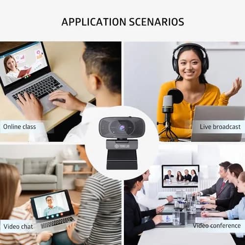 TOALLIN 1080P Auto-Focus Webcam with Dual Microphones | 90° Wide Angle, Privacy Shutter, USB for Video Calls thumbnail 6