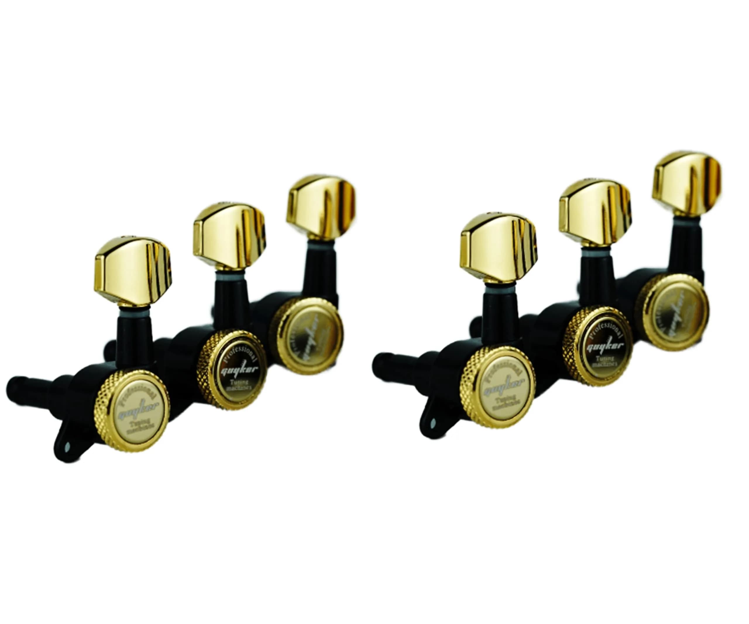 Guyker Guitar Locking Tuners - 6-Pack for Left Hand, Chameleon Rainbow Finish with Gold and Black Accents