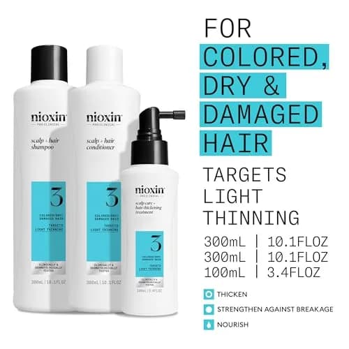 NIOXIN System Kit 3 for Colored Hair & Light Thinning | 23.6 oz (697 ml) | Clinically Tested Thickening & Strengthening thumbnail 3