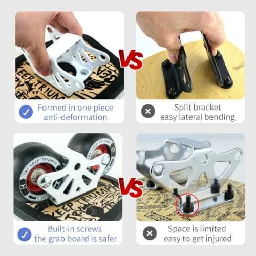 TKT FreeSkates - Metal Split Wheel Skateboard 138mm x 168mm | High Resilience Free Drift Board for Beginners thumbnail 3