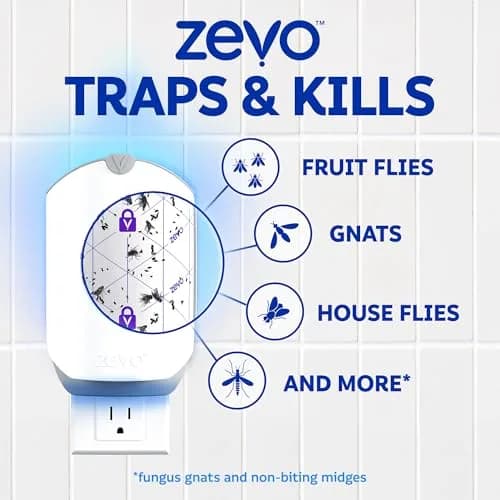 ZEVO Flying Insect Trap Refill Cartridges 10 Count | Catches Fruit Flies & Gnats 24/7 thumbnail 4