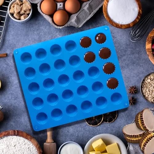 Sidosir Peanut Butter Cup Mold 3pcs | Silicone Mini Tart Pan for Fat Bombs & Candy (11" x 8.2") thumbnail 5