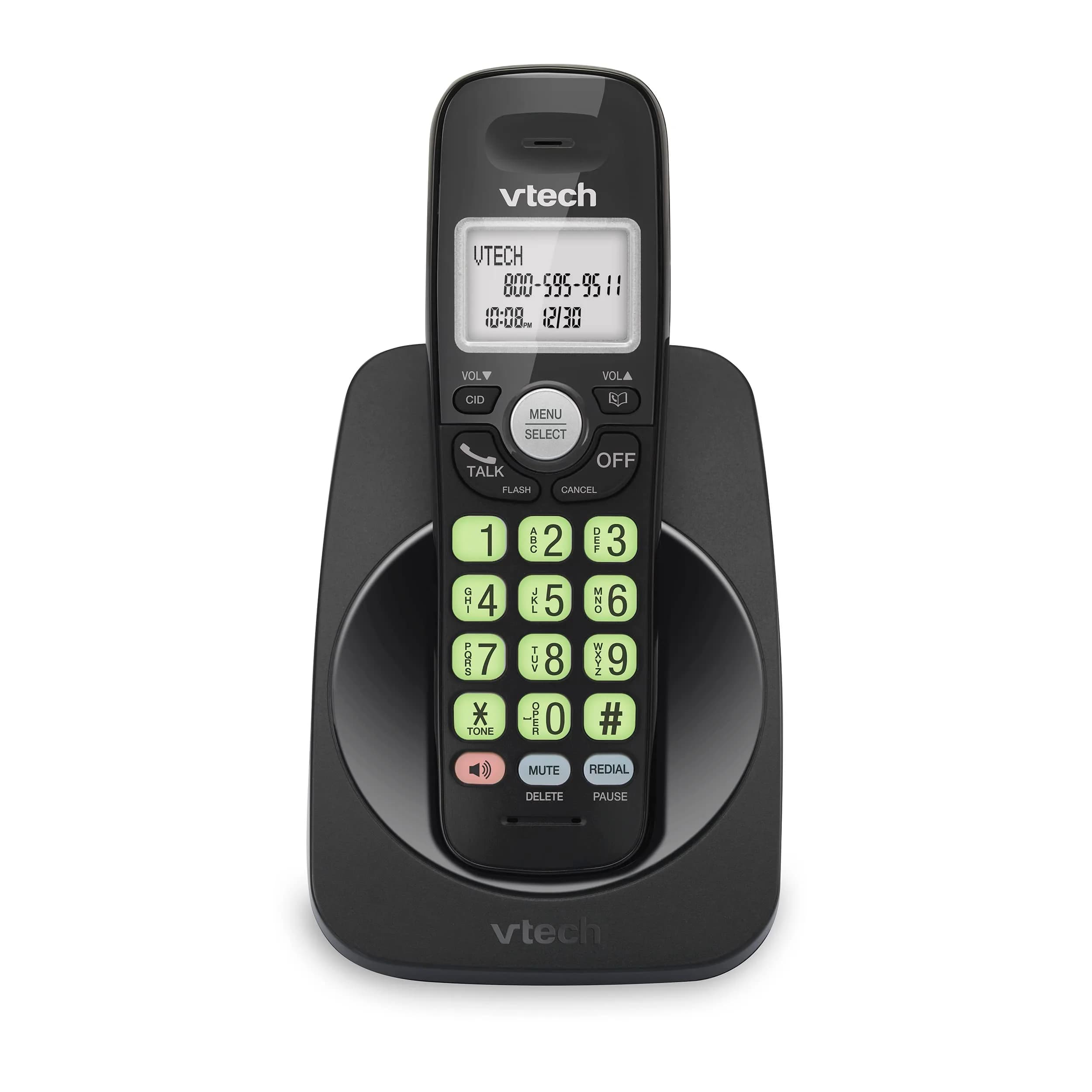 VTech VG131-11 Cordless Phone with DECT 6.0, Full-Duplex Speakerphone, Backlit Keypad & Display, Caller ID, Wall Mountable | 422g (0.93lb) Black - main product image