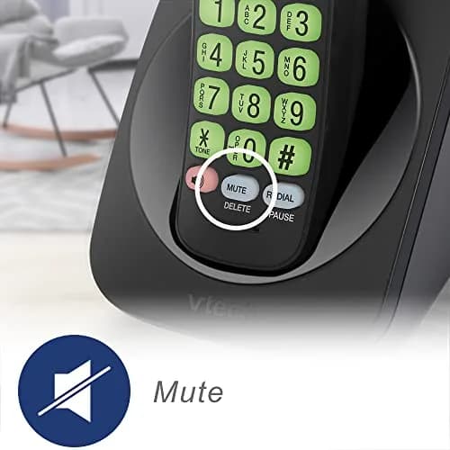 VTech VG131-11 Cordless Phone with DECT 6.0, Full-Duplex Speakerphone, Backlit Keypad & Display, Caller ID, Wall Mountable | 422g (0.93lb) Black thumbnail 7