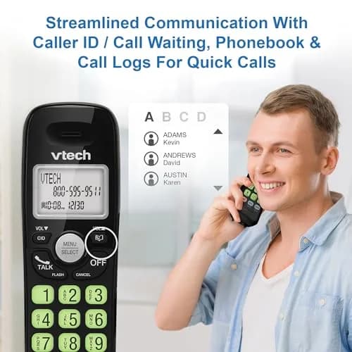 VTech VG131-11 Cordless Phone with DECT 6.0, Full-Duplex Speakerphone, Backlit Keypad & Display, Caller ID, Wall Mountable | 422g (0.93lb) Black thumbnail 3