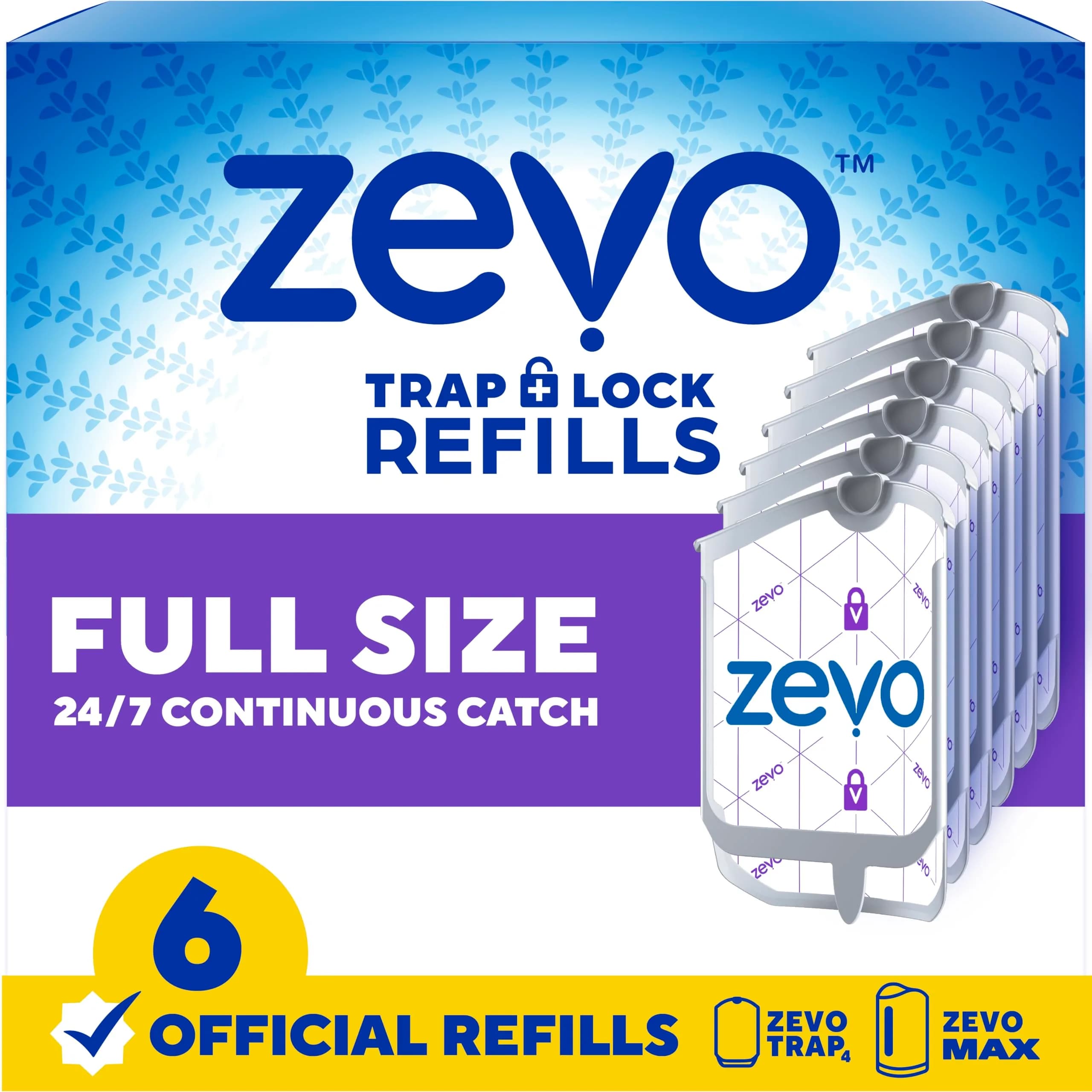 ZEVO Flying Insect Trap Refill Cartridges for Fruit Flies & Gnats, 12 Count | Odorless & Mess-Free Adhesive Backing — White