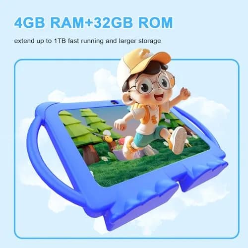 HOTTABLET Kids Tablet 7 inch Android 12.0, 4GB RAM, 32GB ROM, 1TB Expand, Parental Control, WiFi, Bluetooth, Dual Camera, Silicone Case thumbnail 5