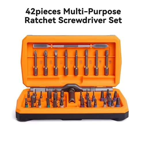 ANVANNA Ratchet Screwdriver Set, Magnetic Tool Kit for DIY & Professionals, 42 Bits, Compact & Portable (0.45kg, 16×9.5×3.9 in) thumbnail 7
