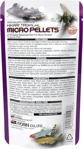 Hikari Tropical Semi-Floating Micro Pellets Fish Food 22g (0.77 Oz) Pack of 2 | Scientifically Proven Nutrition for Small Tropical Fish thumbnail 2